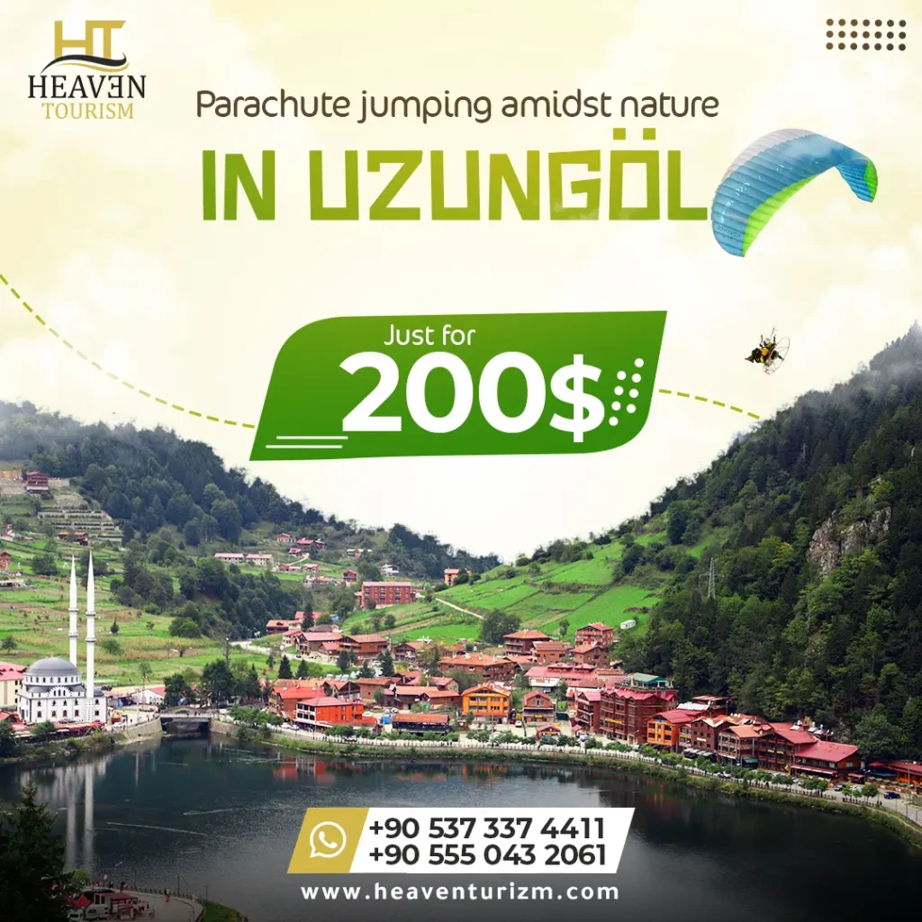 Parachute jumping amidst nature in Uzungol